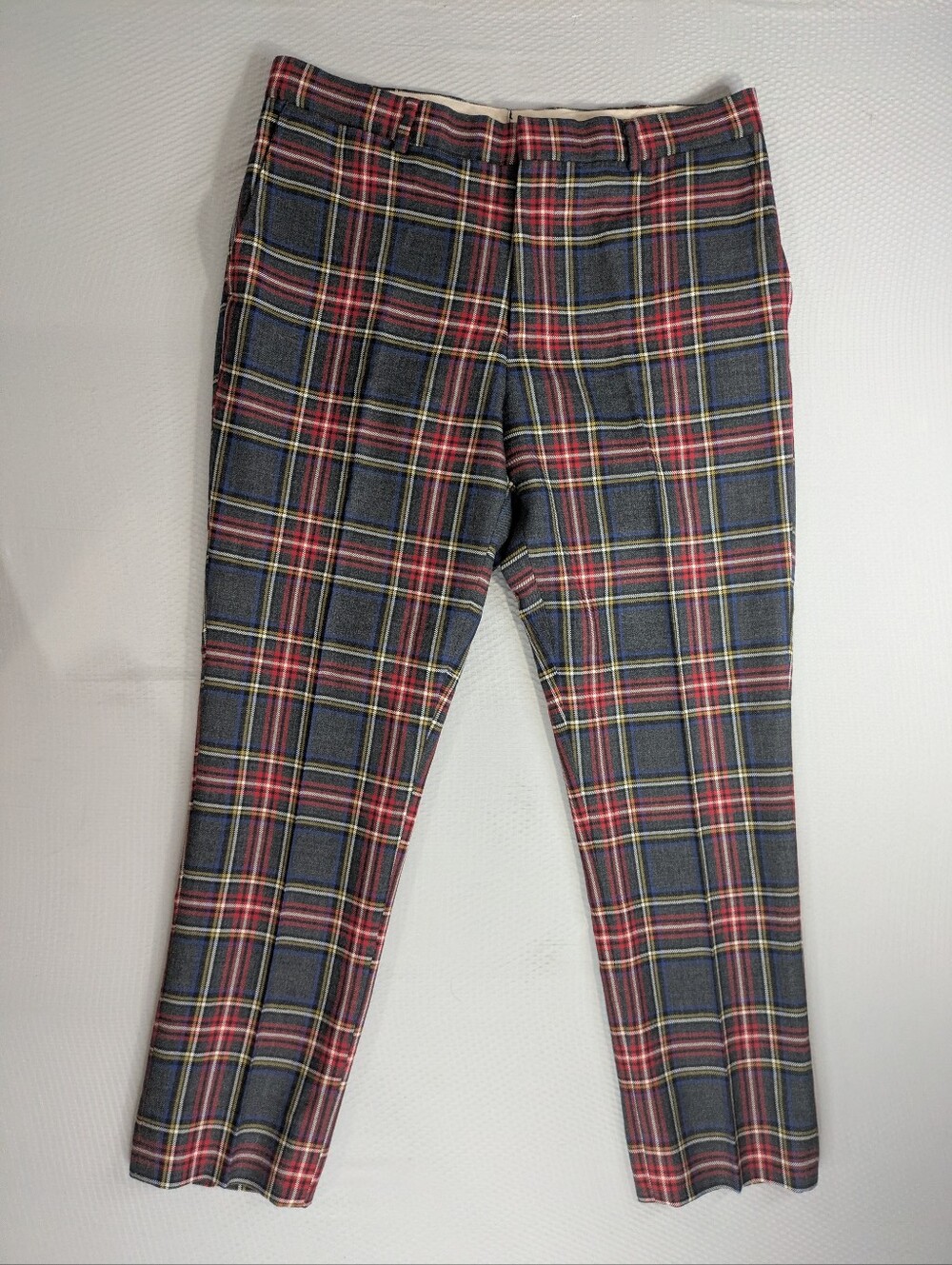 Brooks Brothers Pants Mens 34x27 Red Green Tartan Plaid Red Fleece Pleated Taper